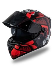 Origine Strada Hardcore Siyah-Kırmızı-Beyaz Güneş Vizörlü Kask Siyah Camlı 2XL