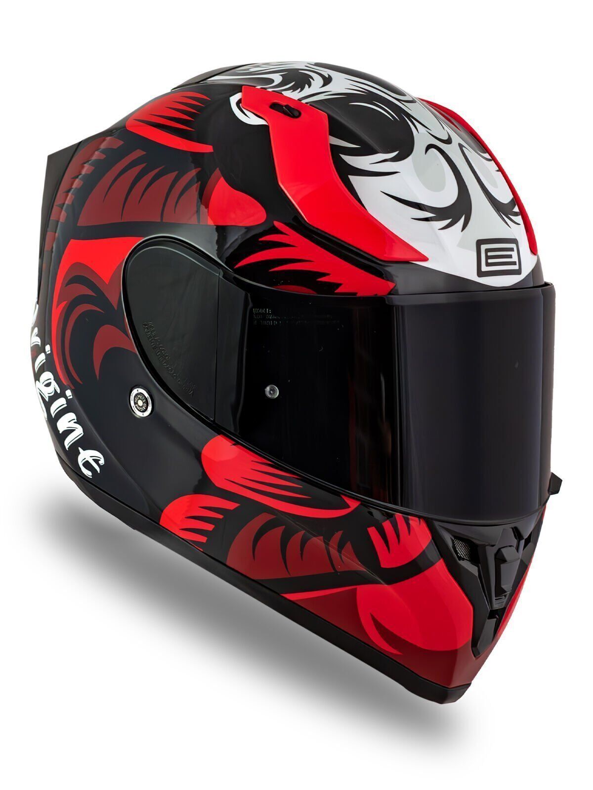 Origine Strada Hardcore Siyah-Kırmızı-Beyaz Güneş Vizörlü Kask Siyah Camlı 2XL