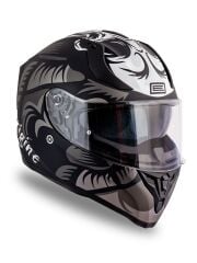 Origine Strada Hardcore Mat Titanyum-Beyaz-Siyah Güneş Vizörlü Kask Şeffaf Camlı XS