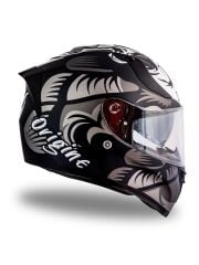 Origine Strada Hardcore Mat Titanyum-Beyaz-Siyah Güneş Vizörlü Kask Şeffaf Camlı S