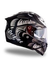 Origine Strada Hardcore Mat Titanyum-Beyaz-Siyah Güneş Vizörlü Kask Şeffaf Camlı 2XL