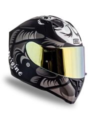 Origine Strada Hardcore Mat Titanyum-Beyaz-Siyah Güneş Vizörlü Kask Sarı Camlı L