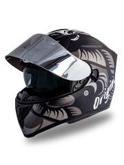 Origine Strada Hardcore Mat Titanyum-Beyaz-Siyah Güneş Vizörlü Kask Gri Camlı XS