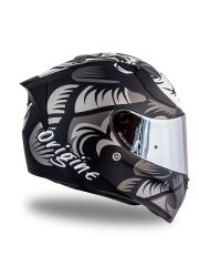 Origine Strada Hardcore Mat Titanyum-Beyaz-Siyah Güneş Vizörlü Kask Gri Camlı XS