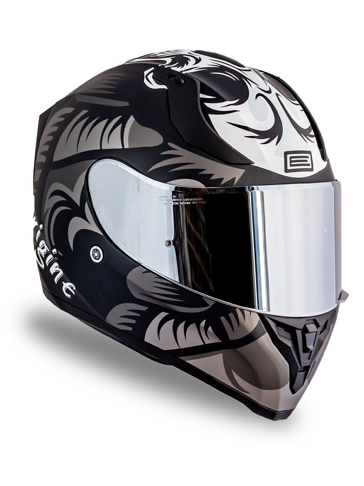 Origine Strada Hardcore Mat Titanyum-Beyaz-Siyah Güneş Vizörlü Kask Gri Camlı S