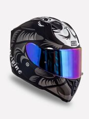 Origine Strada Hardcore Mat Titanyum-Beyaz-Siyah Güneş Vizörlü Kask Gökkuşağı Camlı XS