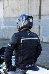Origine Strada Hardcore Mat Titanyum-Beyaz-Siyah Güneş Vizörlü Kask Mavi Camlı XS