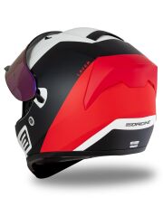 Origine Strada Layer Mat Siyah-Kırmızı-Beyaz Güneş Vizörlü Kask Gökkuşağı Camlı XS