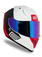 Origine Strada Layer Mat Siyah-Kırmızı-Beyaz Güneş Vizörlü Kask Gökkuşağı Camlı XS