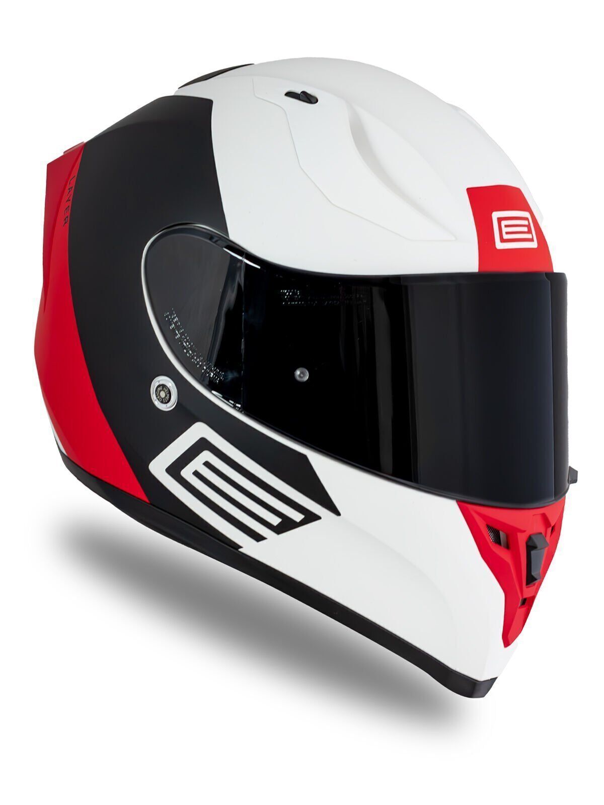 Origine Strada Layer Mat Siyah-Kırmızı-Beyaz Güneş Vizörlü Kask Siyah Camlı XL