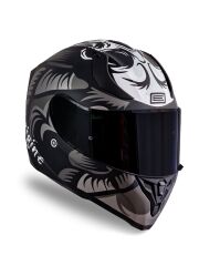 Origine Strada Hardcore Mat Titanyum-Beyaz-Siyah Güneş Vizörlü Kask Siyah Camlı S