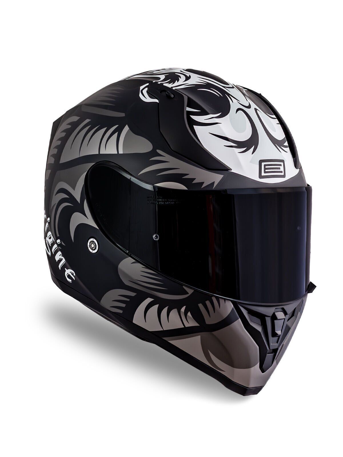 Origine Strada Hardcore Mat Titanyum-Beyaz-Siyah Güneş Vizörlü Kask Siyah Camlı L