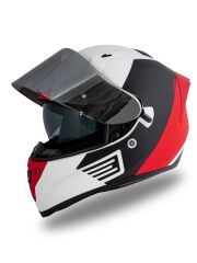 Origine Strada Layer Mat Siyah-Kırmızı-Beyaz Güneş Vizörlü Kask Gri Camlı S