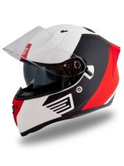 Origine Strada Layer Mat Siyah-Kırmızı-Beyaz Güneş Vizörlü Kask Şeffaf Camlı XS