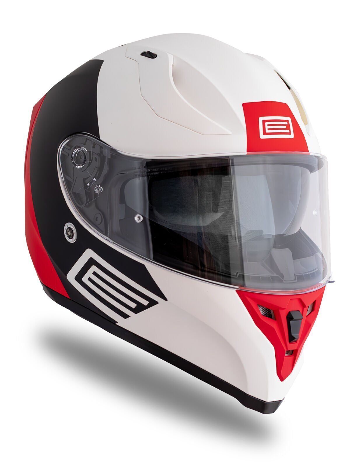 Origine Strada Layer Mat Siyah-Kırmızı-Beyaz Güneş Vizörlü Kask Şeffaf Camlı M