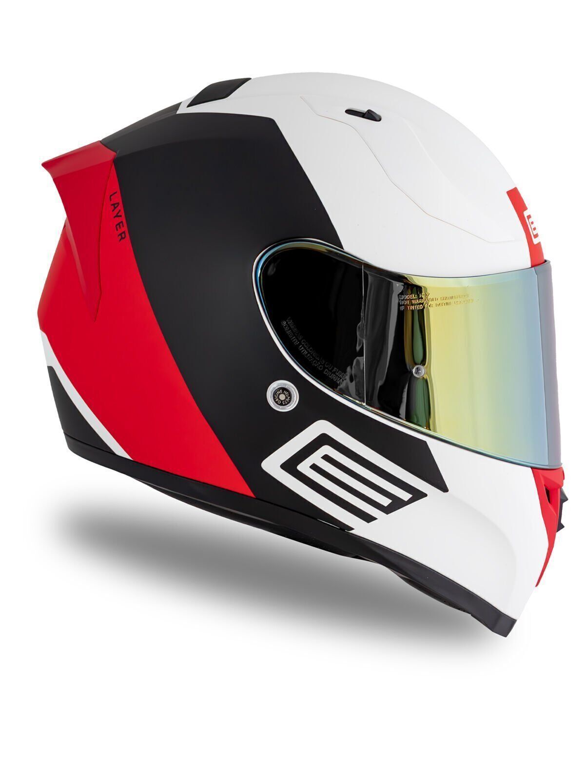 Origine Strada Layer Mat Siyah-Kırmızı-Beyaz Güneş Vizörlü Kask Sarı Camlı M