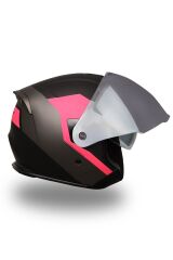Origine Palio 2.0 Eko Mat Siyah-Pembe Açık Kask Gri Camlı XL