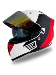 Origine Strada Layer Mat Siyah-Kırmızı-Beyaz Güneş Vizörlü Kask Sarı Camlı 2XL