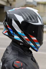 Origine Dinamo Foolish Siyah-Beyaz-Mavi Kask Siyah Camlı XL