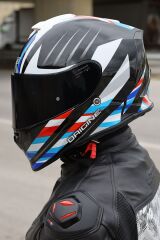 Origine Dinamo Foolish Siyah-Beyaz-Mavi Kask Siyah Camlı L