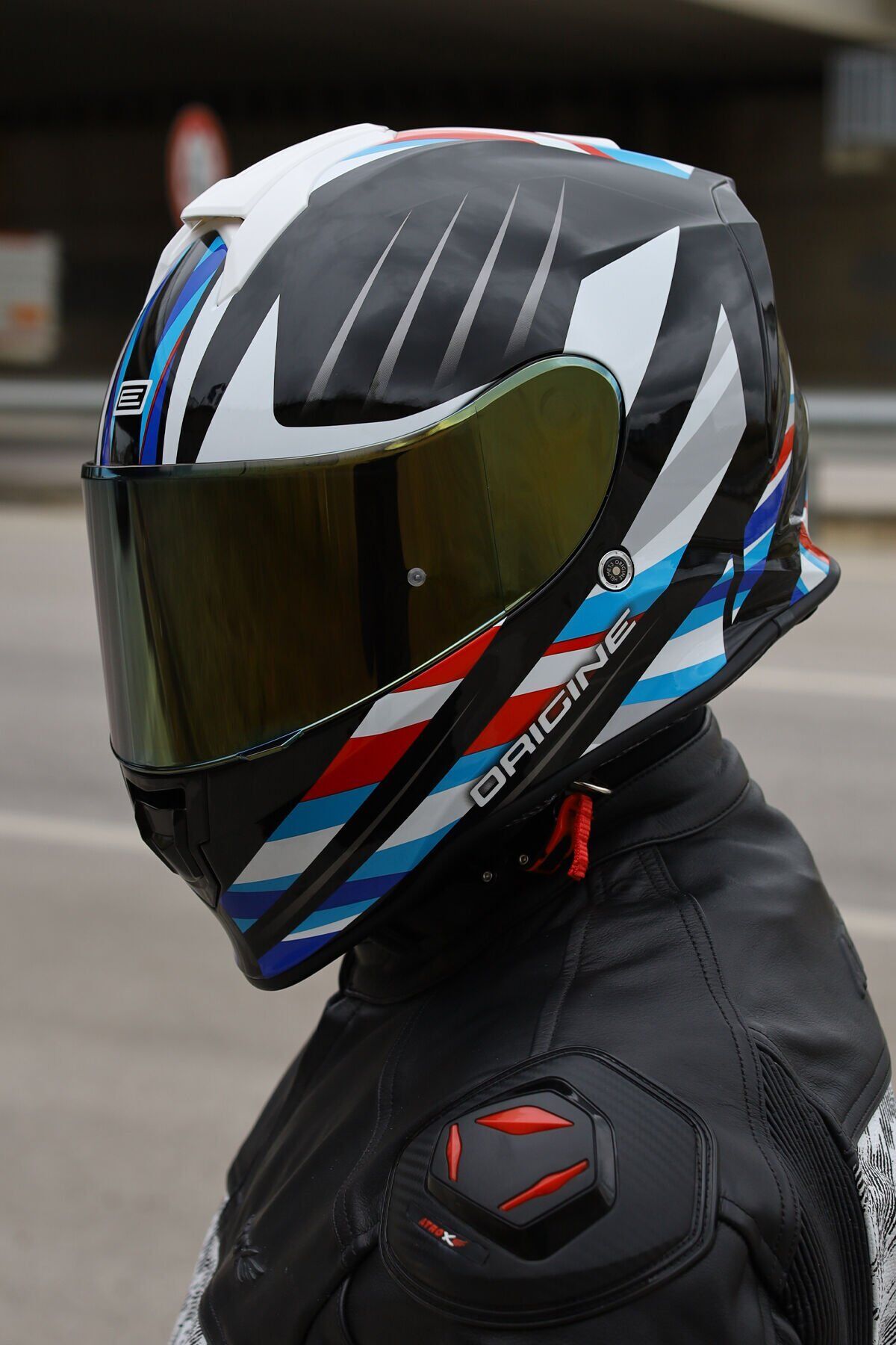 Origine Dinamo Foolish Siyah-Beyaz-Mavi Kask Sarı Camlı XS