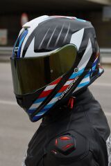 Origine Dinamo Foolish Siyah-Beyaz-Mavi Kask Sarı Camlı XS