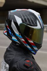 Origine Dinamo Foolish Siyah-Beyaz-Mavi Kask Sarı Camlı M