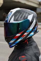 Origine Dinamo Foolish Siyah-Beyaz-Mavi Kask Gökkuşağı Camlı XL