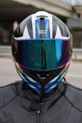 Origine Dinamo Foolish Siyah-Beyaz-Mavi Kask Gökkuşağı Camlı XL