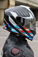 Origine Dinamo Foolish Siyah-Beyaz-Mavi Kask Gri Camlı M