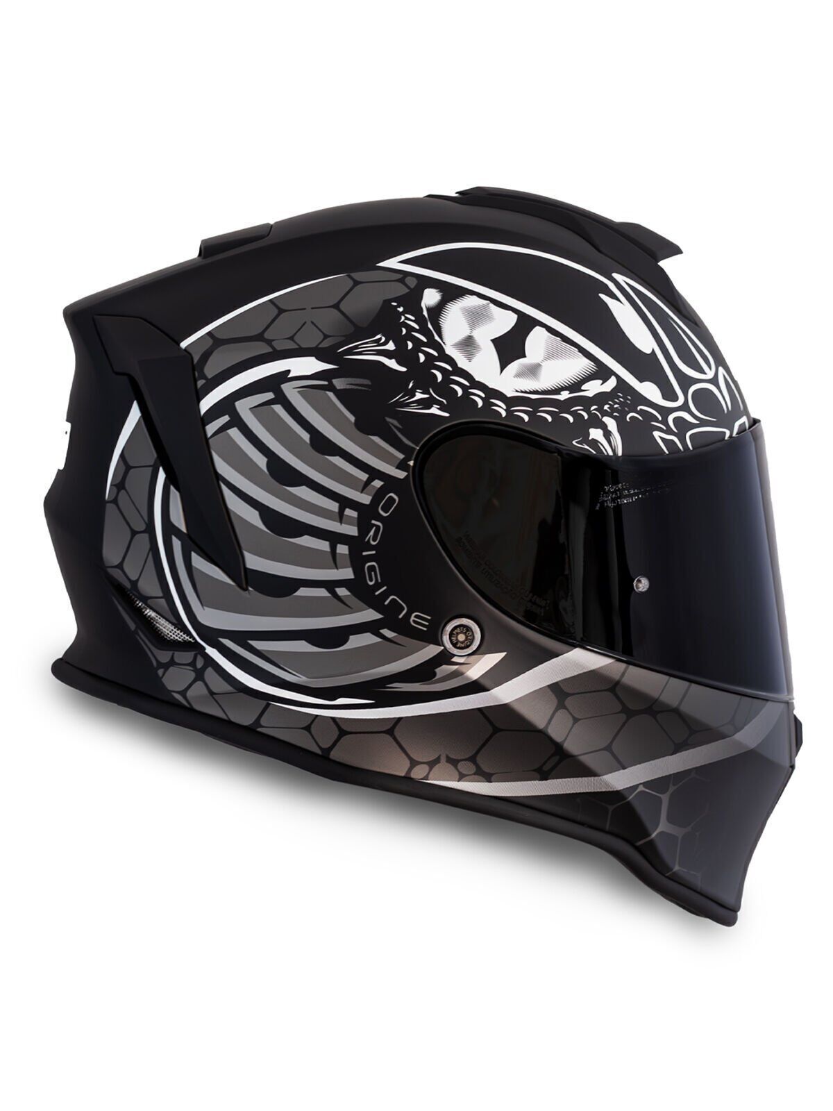 Origine Dinamo Fighter Mat Siyah-Titanium-Beyaz Kask Siyah Camlı L