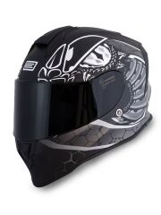 Origine Dinamo Fighter Mat Siyah-Titanium-Beyaz Kask Siyah Camlı XL