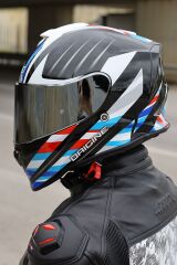 Origine Dinamo Foolish Siyah-Beyaz-Mavi Kask Gri Camlı 2XL