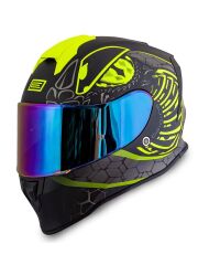 Origine Dinamo Fighter Mat Siyah-Antrasit-Sarı Kask Gökkuşağı Camlı XL