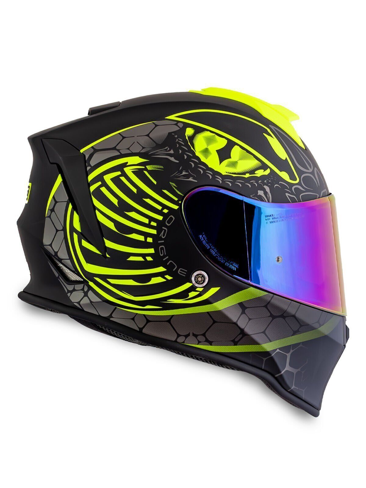 Origine Dinamo Fighter Mat Siyah-Antrasit-Sarı Kask Gökkuşağı Camlı 2XL