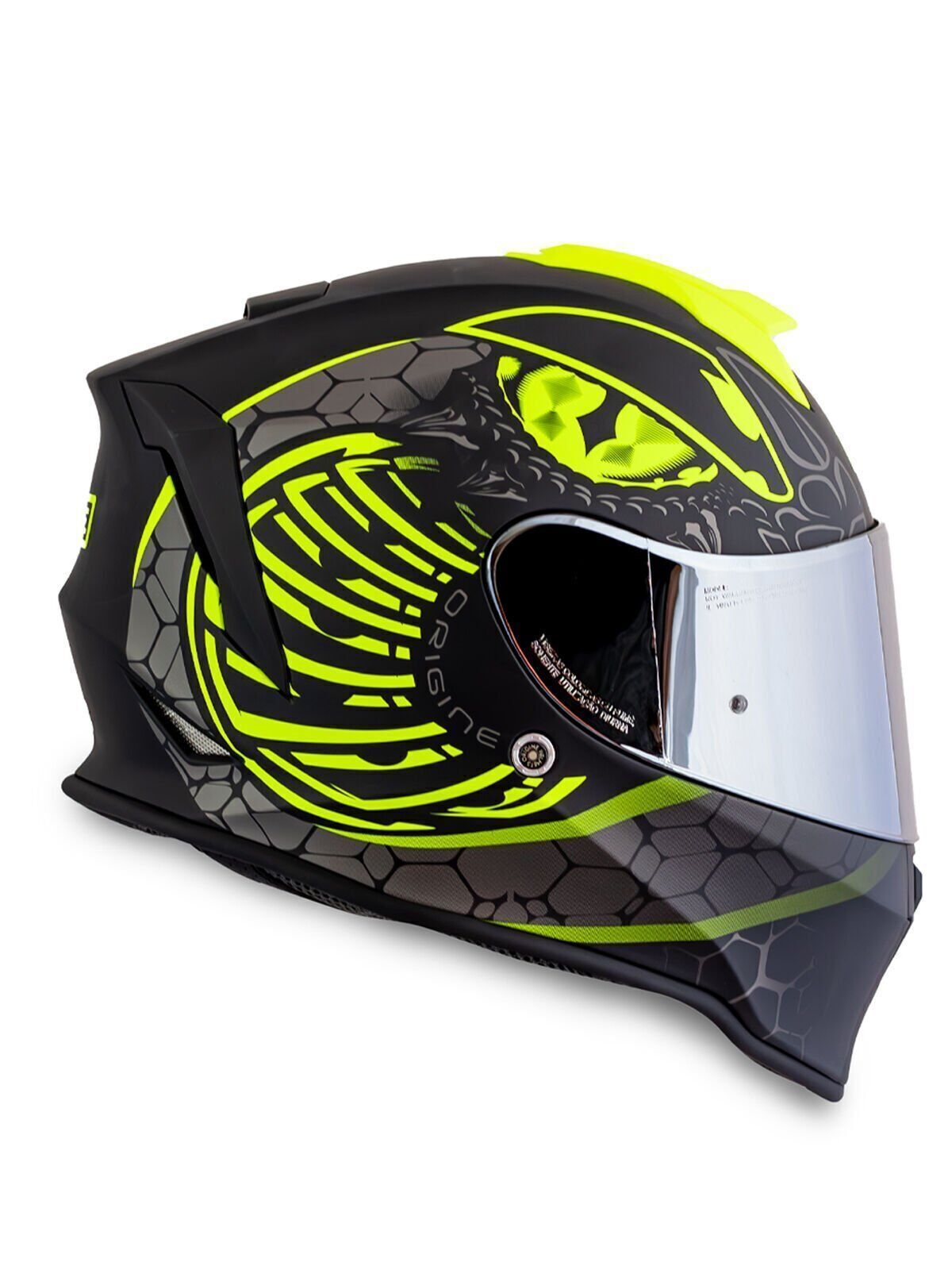 Origine Dinamo Fighter Mat Siyah-Antrasit-Sarı Kask Gri Camlı XS