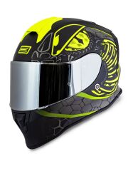 Origine Dinamo Fighter Mat Siyah-Antrasit-Sarı Kask Gri Camlı XS