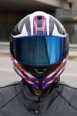 Origine Dinamo Foolish Siyah-Beyaz-Pembe Kask Mavi Camlı XL