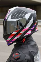 Origine Dinamo Foolish Siyah-Beyaz-Pembe Kask Gri Camlı XL