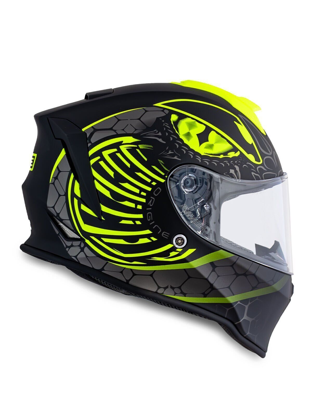 Origine Dinamo Fighter Mat Siyah-Antrasit-Sarı Kask Şeffaf Camlı XL