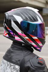 Origine Dinamo Foolish Siyah-Beyaz-Pembe Kask Gökkuşağı Camlı L