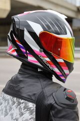 Origine Dinamo Foolish Siyah-Beyaz-Pembe Kask Kırmızı Camlı XS