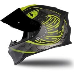 Origine Dinamo Fighter Mat Siyah-Antrasit-Sarı Kask Siyah Camlı XL