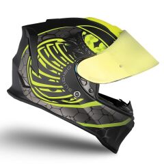 Origine Dinamo Fighter Mat Siyah-Antrasit-Sarı Kask Sarı Camlı XS