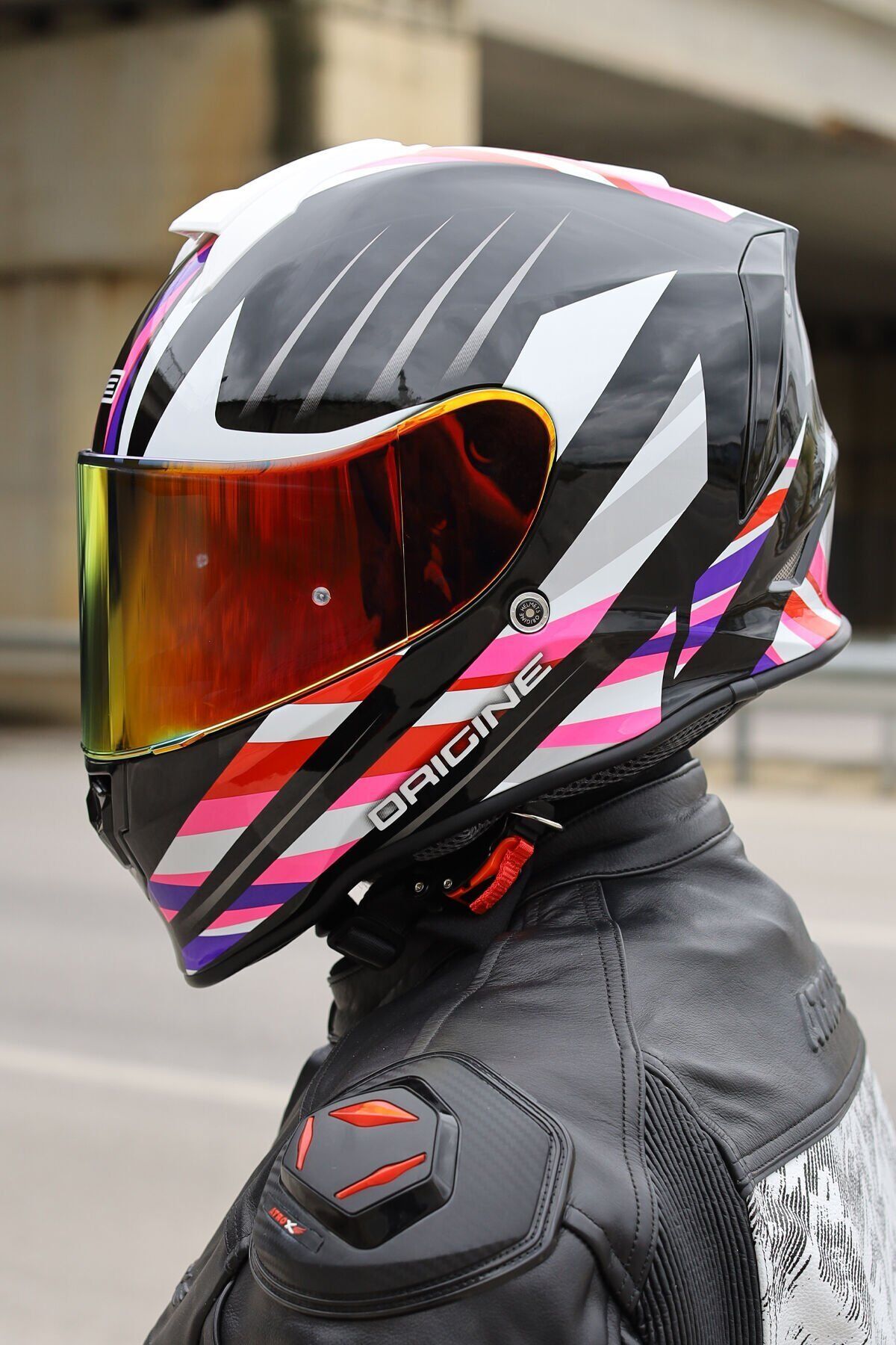 Origine Dinamo Foolish Siyah-Beyaz-Pembe Kask Kırmızı Camlı 2XL