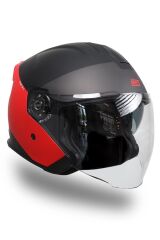 Origine Palio 2.0 Scout Mat Siyah-Kırmızı Güneş Vizörlü Açık Kask Şeffaf Camlı XS