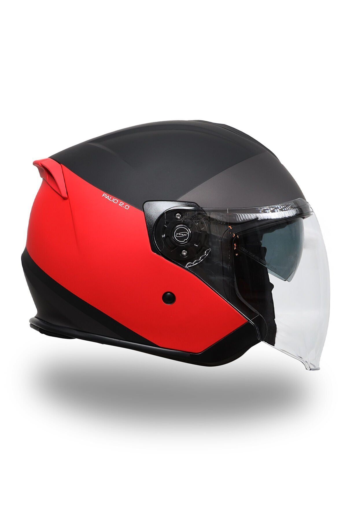 Origine Palio 2.0 Scout Mat Siyah-Kırmızı Güneş Vizörlü Açık Kask Şeffaf Camlı S