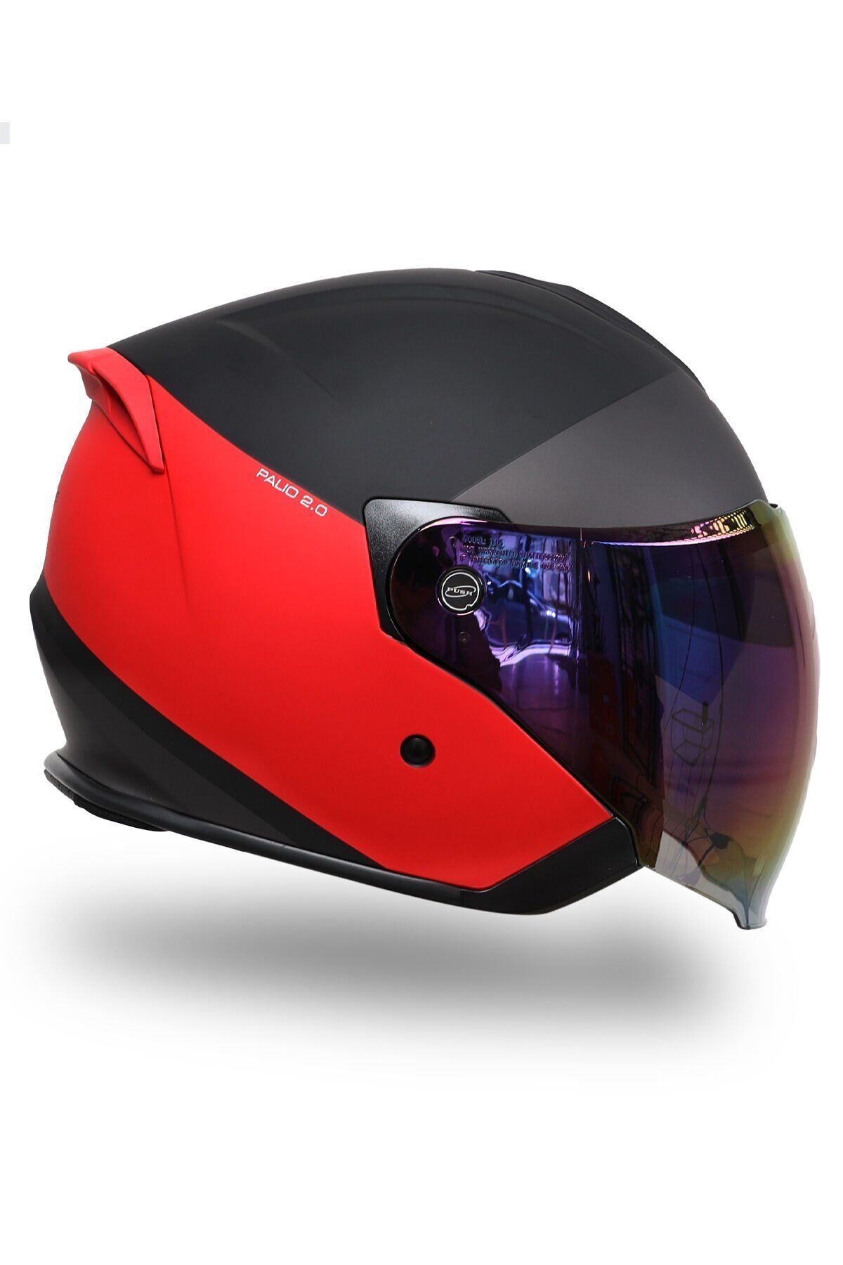 Origine Palio 2.0 Scout Mat Siyah-Kırmızı Güneş Vizörlü Açık Kask Gökkuşağı Camlı M