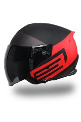 Origine Palio 2.0 Scout Mat Siyah-Kırmızı Güneş Vizörlü Açık Kask Siyah Camlı M