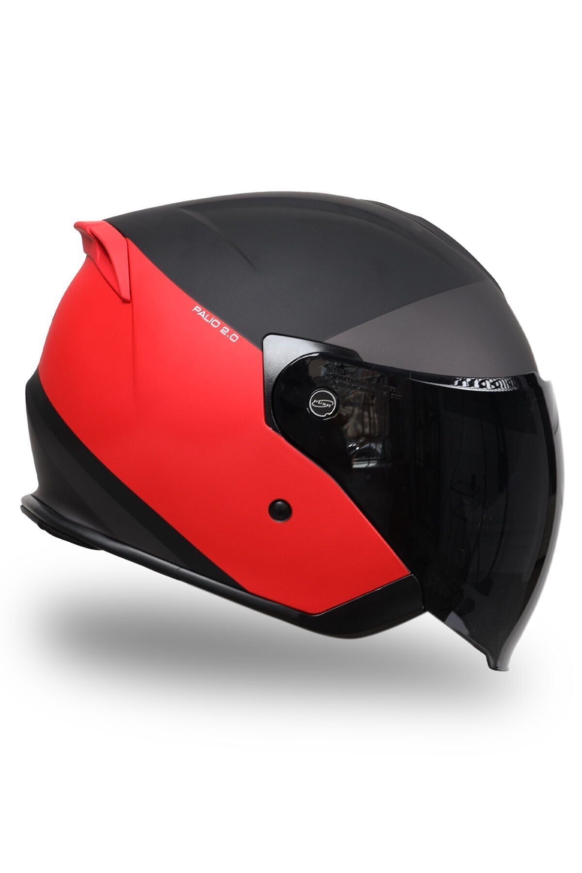 Origine Palio 2.0 Scout Mat Siyah-Kırmızı Güneş Vizörlü Açık Kask Siyah Camlı XL